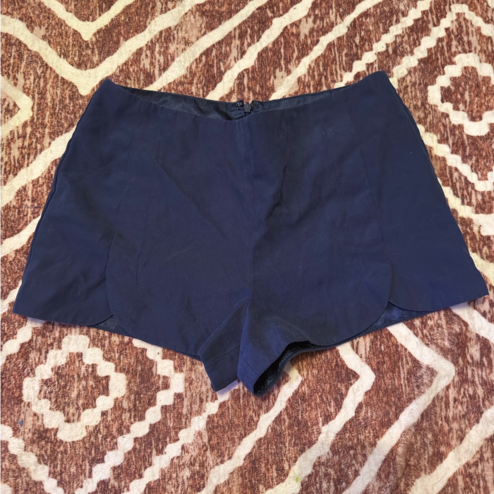 Forever 21 Dark Blue Faux Suede Scalloped Micro Shorts Size S